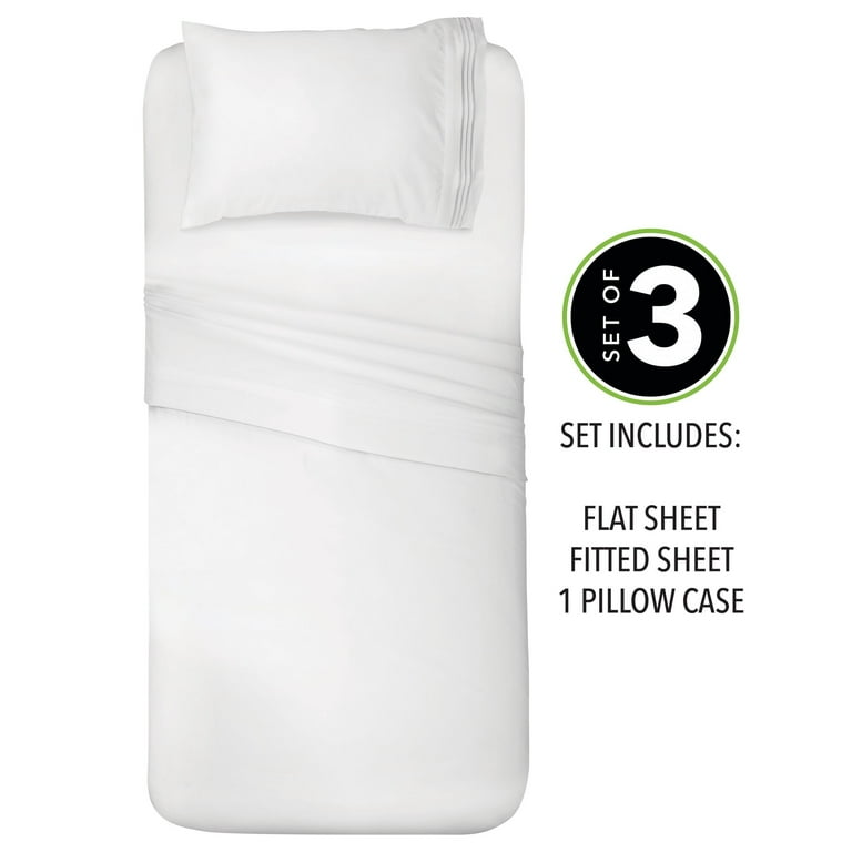 mDesign Twin XL Size Superfine Brushed Microfiber Sheet Set White Easy Fit Deep Pockets 3 Pieces Comfortable Extra Soft Bed Sheets and Pillowcase & Breathable Wrinkle Resistant mDesign Twin XL Size Superfine Brushed Microfiber Sheet Set White Easy Fit Deep Pockets 3 Pieces Comfortable Extra Soft Bed Sheets and Pillowcase & Breathable Wrinkle Resistant